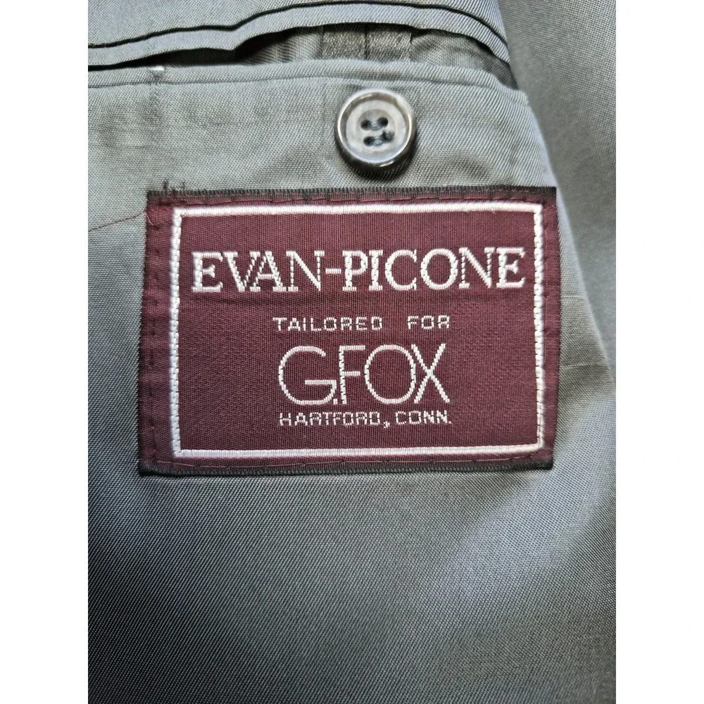 Evan Picone Mens Vintage Sports Coat 44R Gray Check Wool Blazer Made in USA